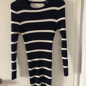 Stylish flexible navy knit dress